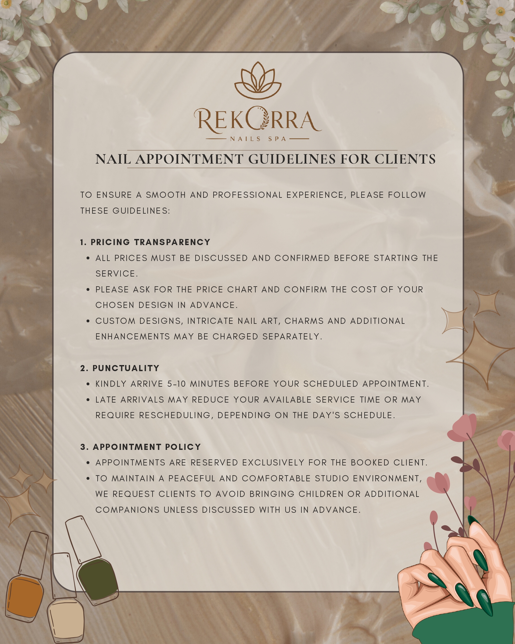 Rekorra Nails Spa Price Menu Page 4