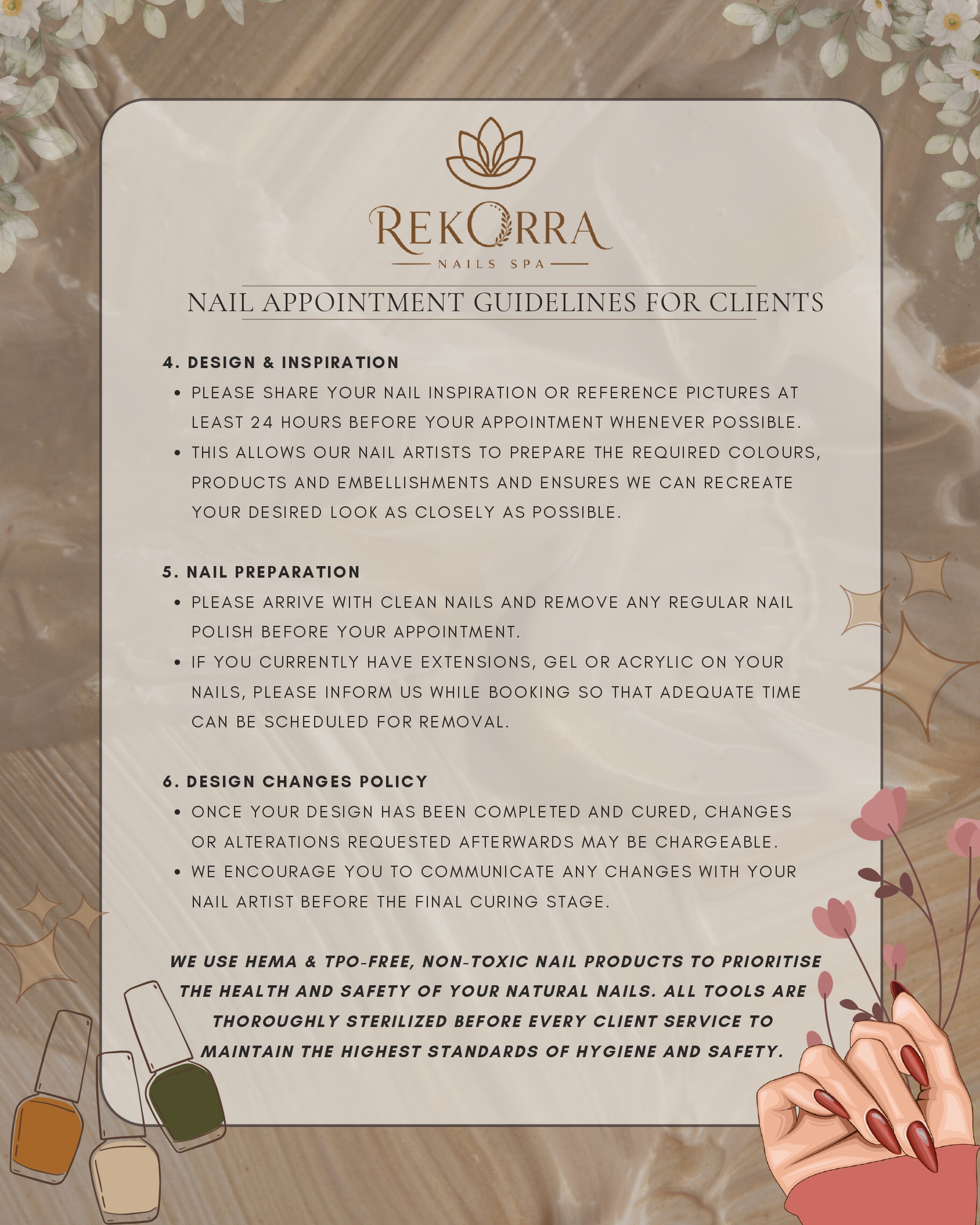Rekorra Nails Spa Price Menu Page 5