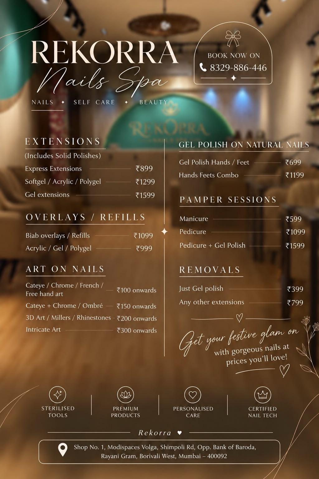 Rekorra Nails Spa Complete Price Menu